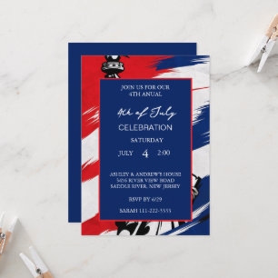 Invitación Bandera Estadounidense Moderna Patriótica Blanca Y