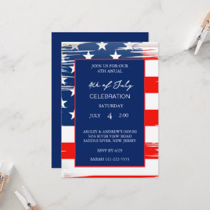 Invitación Bandera Estadounidense Moderna Patriótica Blanca Y