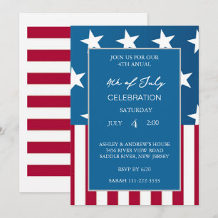 Invitación Bandera Estadounidense Moderna Patriótica Blanca Y