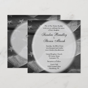 Invitación Bandera estadounidense patriótica blanco y negro