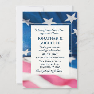 Invitación Bandera estadounidense patriótica Boda de la Bibli