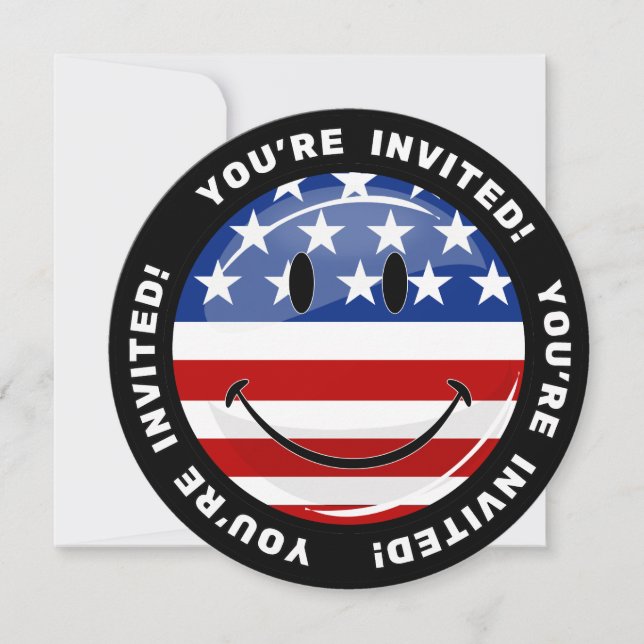 Invitación Bandera estadounidense sonriente (Anverso)