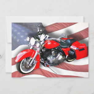 Invitación Bandera estadounidense y bicicleta roja recorrida