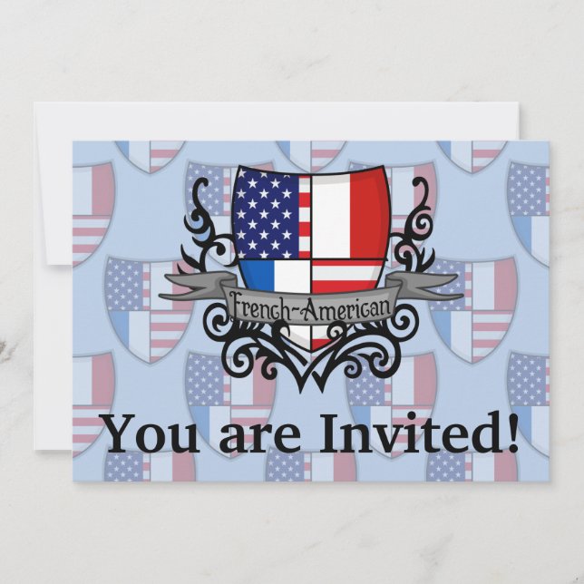 Invitación Bandera Francés-Americana del escudo (Anverso)