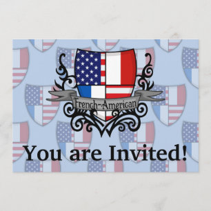 Invitación Bandera Francés-Americana del escudo