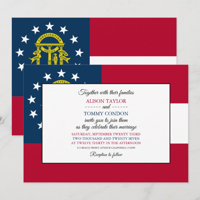 Invitación Bandera georgiana, bandera de Georgia Boda (Anverso / Reverso)