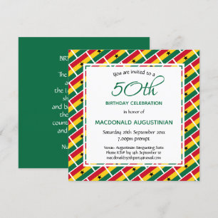 Invitación BANDERA GHANA Personalizada 50 cumpleaños