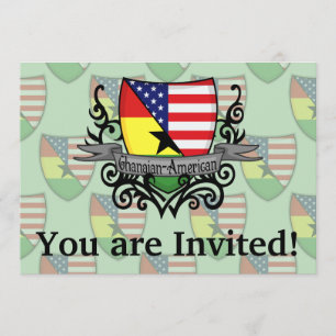 Invitación Bandera Ghanés-Americana del escudo