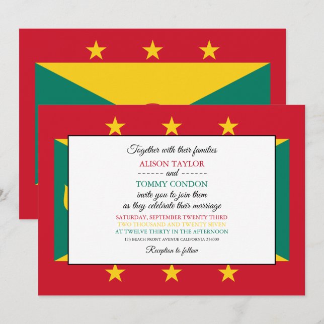 Invitación Bandera granadina, bandera de Granada Boda (Anverso / Reverso)
