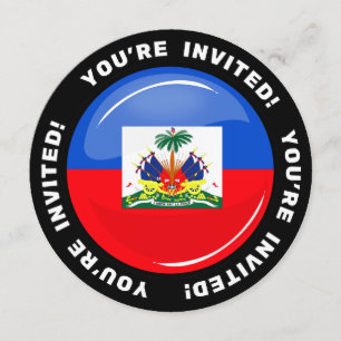 Invitación Bandera haitiana de redondeo brillante