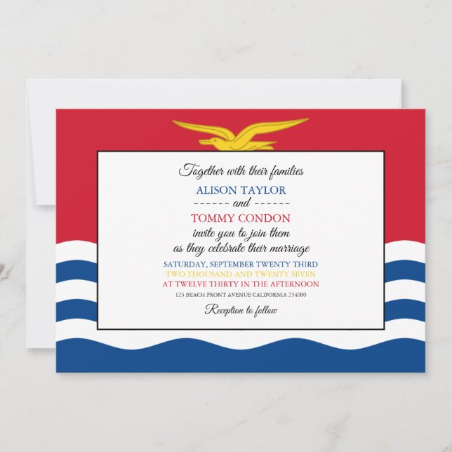 Invitación Bandera I-Kiribati, bandera del Boda de Kiribati (Anverso)