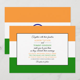 Invitación Bandera india, bandera de la India Boda