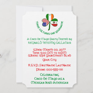 Invitación Bandera irlandesa mexicana de Estados Unidos Shamr