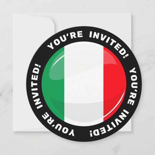 Invitación Bandera italiana redonda brillante (Anverso)