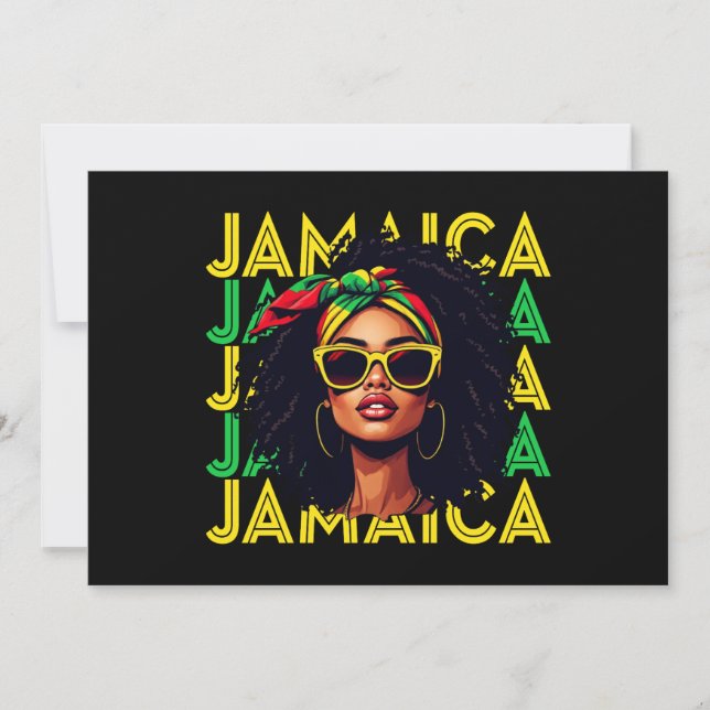 Invitación Bandera jamaiquina Chica de Jamaica Orgullosas muj (Anverso)