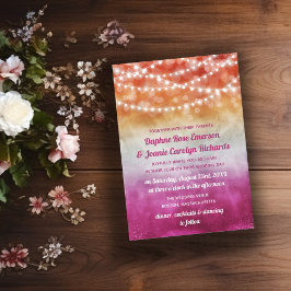 Invitación Bandera Lesbiana Boda de luces de cadena Ombre