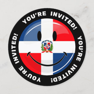 Invitación Bandera lustrosa redonda de la República Dominican