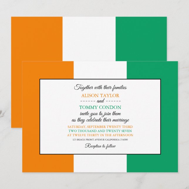 Invitación Bandera marfileña, bandera de Costa de Marfil Boda (Anverso / Reverso)