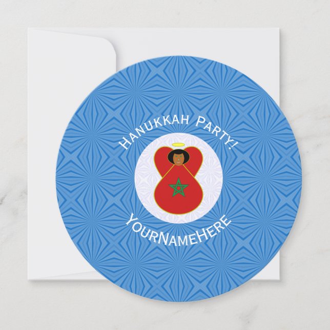 Invitación Bandera marroquí Angel Hanukkah personalizada (Anverso)