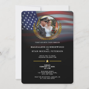 Invitación Bandera militar estadounidense patriótica y Boda f