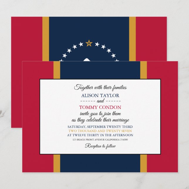 Invitación Bandera missipiana, bandera del Boda de Misisipi (Anverso / Reverso)
