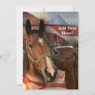 Invitación Bandera norteamericana de grano ruidoso de caballo
