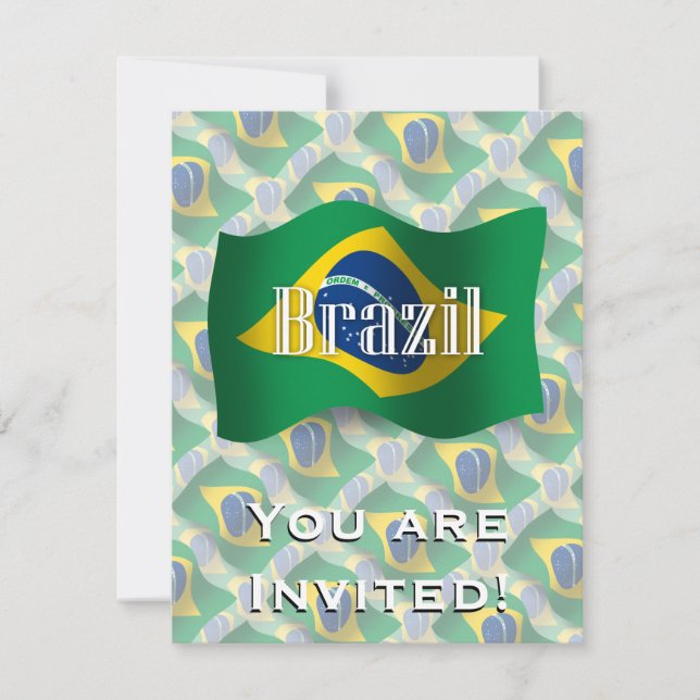 Invitación Bandera ondeada de Brasil (Anverso)