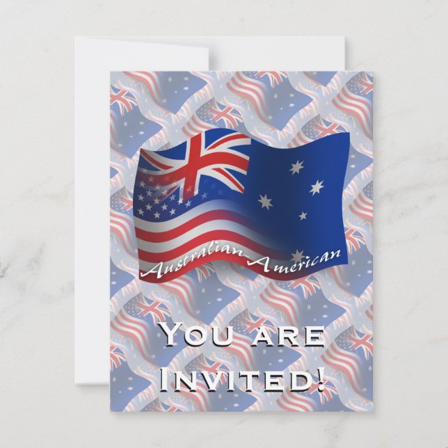 Invitación Bandera ondulada australiana-americana (Anverso)
