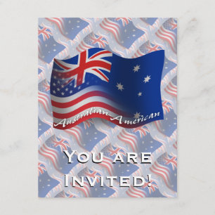 Invitación Bandera ondulada australiana-americana