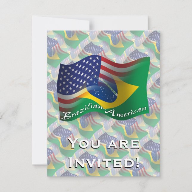Invitación Bandera ondulada brasileña-americana (Anverso)