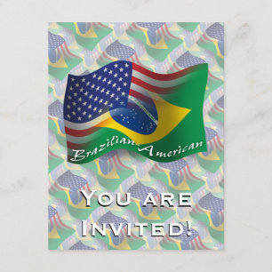 Invitación Bandera ondulada brasileña-americana