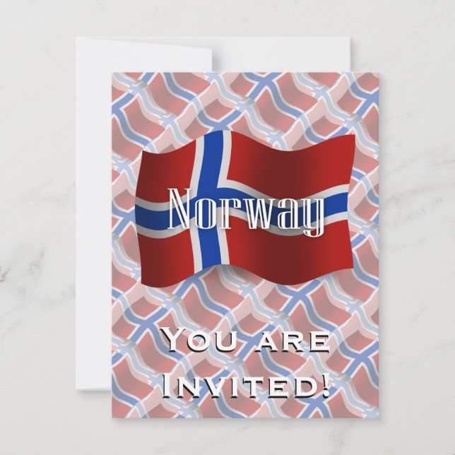 Invitación Bandera ondulada de Noruega (Anverso)