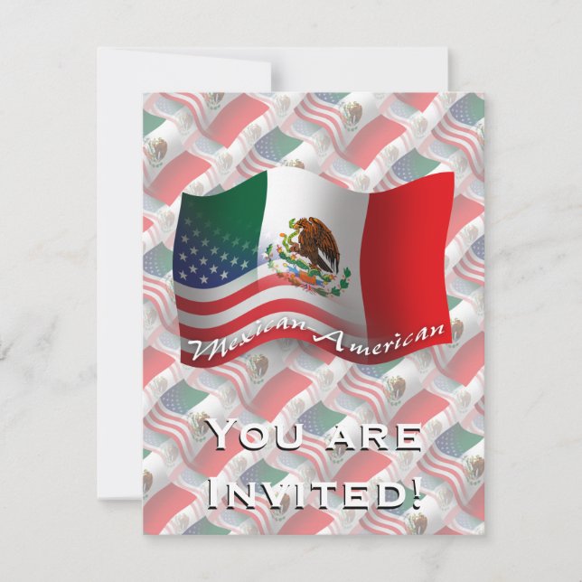 Invitación Bandera ondulada mexicano-americana (Anverso)