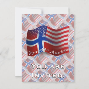 Invitación Bandera ondulada noruego-americana
