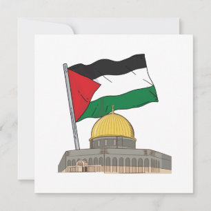 Invitación Bandera palestina sobre la Cúpula de la Mezquita d