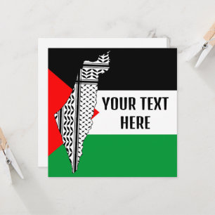 Invitación Bandera palestina y mapa con el patrón de Keffiyeh