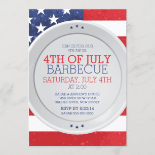 Invitación Bandera Patriótica 4 DE JULIO Fiesta De Barbacoa D