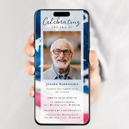 Invitación Bandera Patriótica Vet Photo Funeral Digital Evite