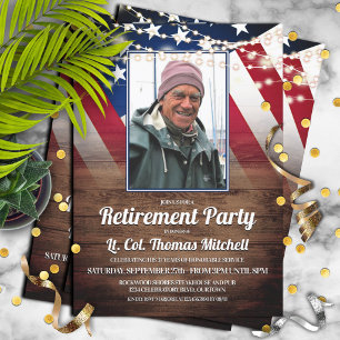 Invitación Bandera patriótica y Fiesta de fotografía de retir