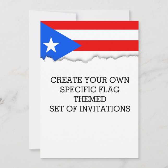 Invitación Bandera portorriqueña clásica (Anverso)