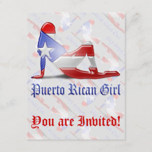 Invitación Bandera puertorriqueña de la silueta del chica
