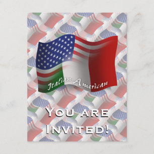 Invitación Bandera que agita Italiano-Americana