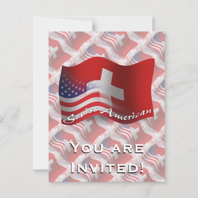 Invitación Bandera que agita Suizo-Americana (Anverso)