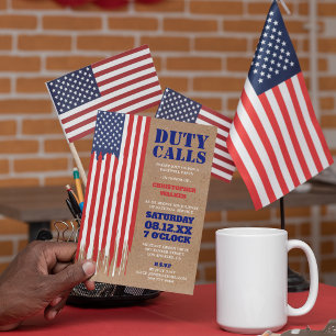 Invitación Bandera que gotea Fiesta de despedida militar rú