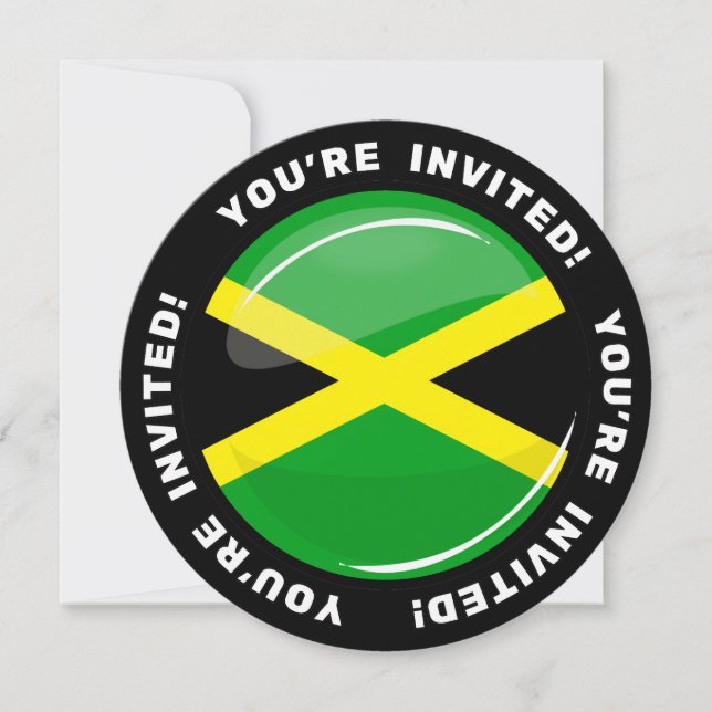 Invitación Bandera redonda brillante de Jamaica (Anverso)