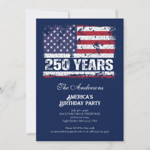Invitación Bandera Retro América 250 Años Aniversario 250