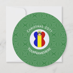 Invitación Bandera rumana ángel Navidad Personalizar Redondo