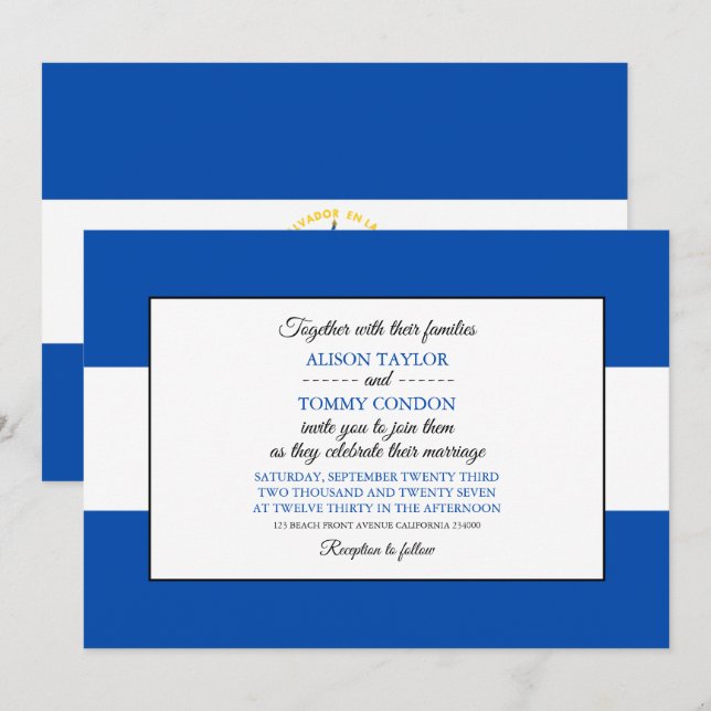 Invitación Bandera salvadoreña, bandera de El Salvador Boda (Anverso / Reverso)