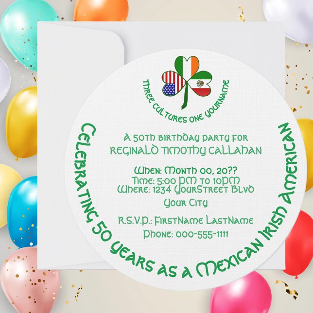 Invitación Bandera Shamrock de México Irlanda de Estados Unid (Subido por el creador)