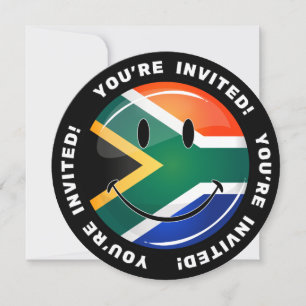 Invitación Bandera sudafricana brillante redonda